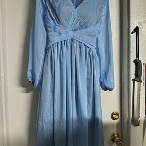 Chic Light Blue Long Sleeve Dress